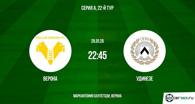 Верона Удинезе 26.01.2026
